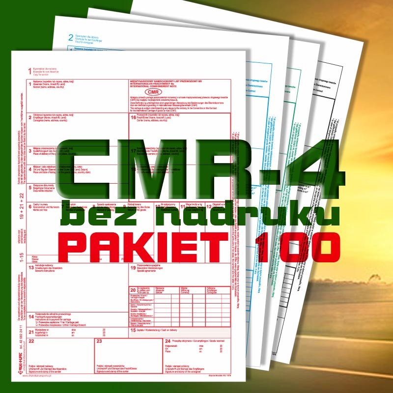 CMR 4 100 bloczków, CMR czyste, CMR Międzynarodowe Listy Przewozowe, drukidlatransportu.pl