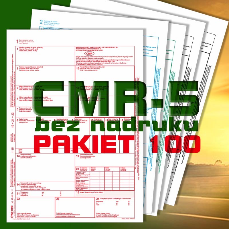 CMR 5 100 bloczków, CMR czyste, CMR Międzynarodowe Listy Przewozowe, drukidlatransportu.pl