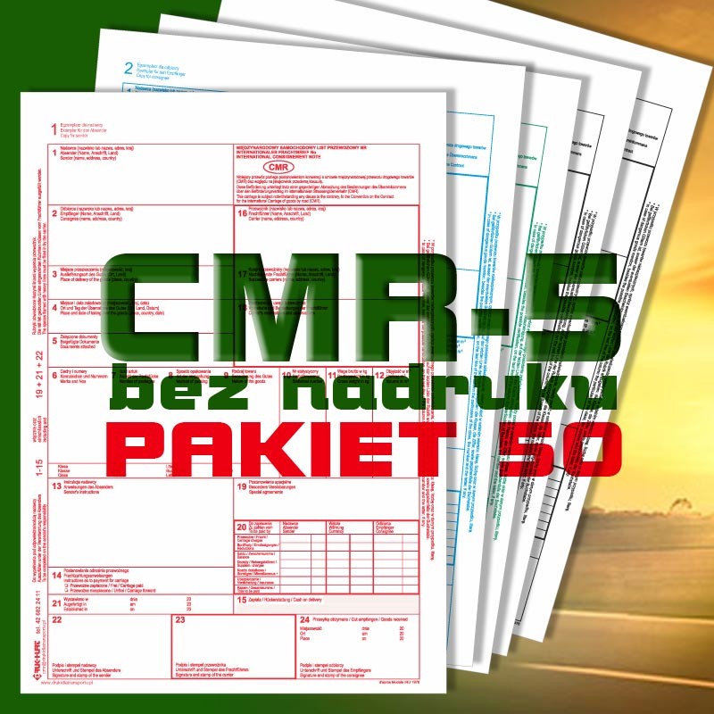 CMR 5 50 bloczków, CMR czyste, CMR Międzynarodowe Listy Przewozowe, drukidlatransportu.pl