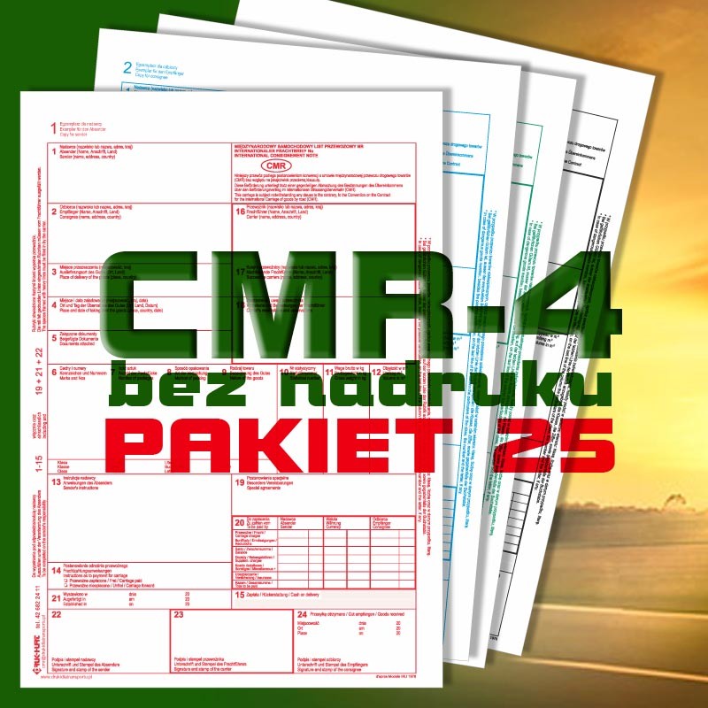 CMR 4 25 bloczków, CMR czyste, CMR Międzynarodowe Listy Przewozowe, drukidlatransportu.pl